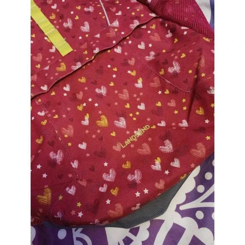 Lands' End Dark Pink Doodle Heart All Over Print Full Size Backpack